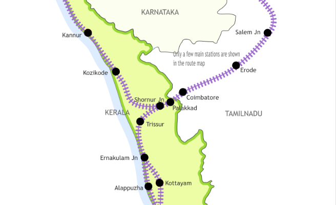 Bangalore to Kerala Train Routes and Trains Details